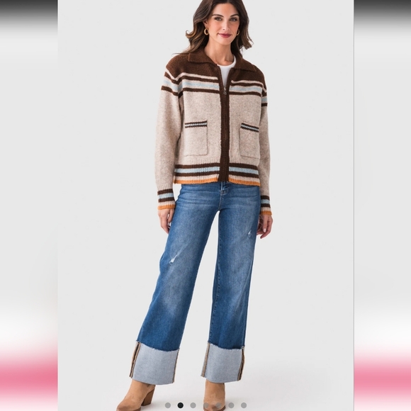 RISEN LARGE CUFF WIDE LEG HIGH RISE JEANS SZ 5/27 - Picture 5 of 15